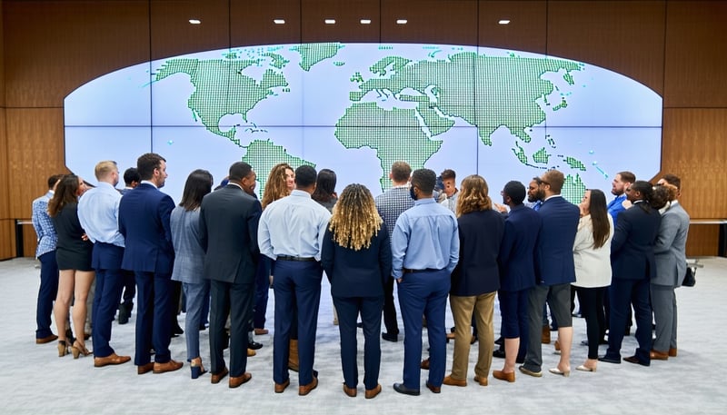 Medical device representatives collaborating with global market partners Medical device representatives collaborating with global market partners